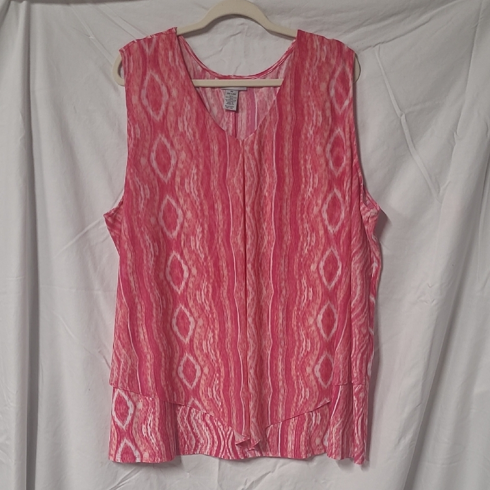 Catherines Pink Patterned Sleeveless Blouse